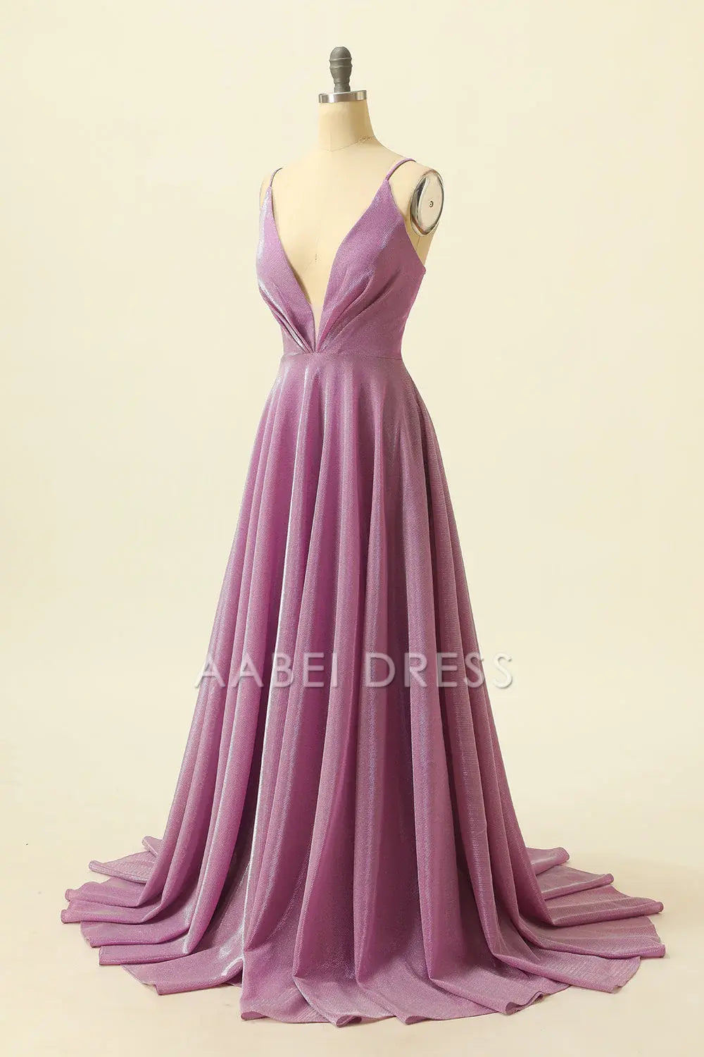 AABEI DRESS Hot Sale Prom Dress Fashion A Line Deep V-Neck Sparkly Lace up Backless Formal Dress