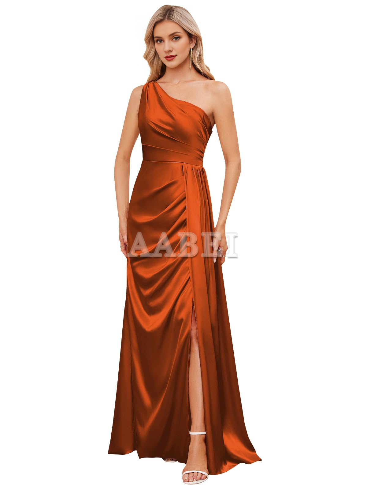Formal Wear Dresses Bridesmaid Dresses Charming One Shoulder Ruched Side Fork Backless Long Wedding Guest Dresses