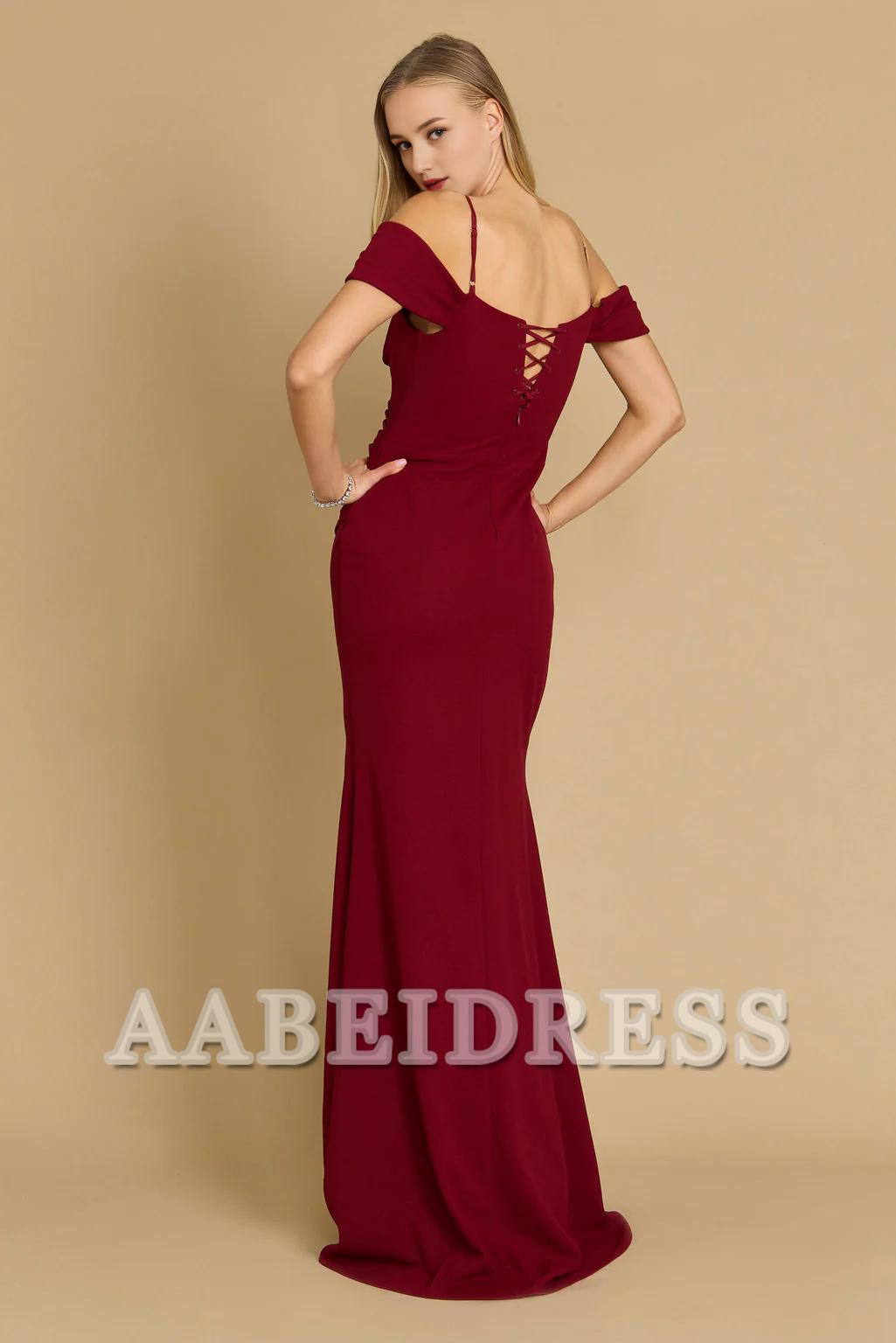 AABEI DRESS Bridesmaid Dresses Elegant Long Sweetheart Off The Shoulder Pleated Wrap High Slit Wedding Guests Dresses