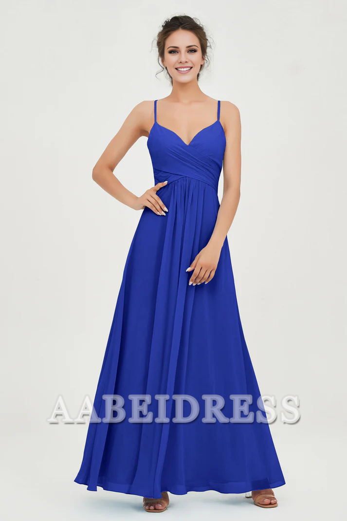 AABEI DRESS Bridesmaid Dresses Chiffon A-Line Spaghetti Strap Sweetheart Pleated Crossed Straps Floor-Length Elegant Simple Dresse Wedding Guests Dresse