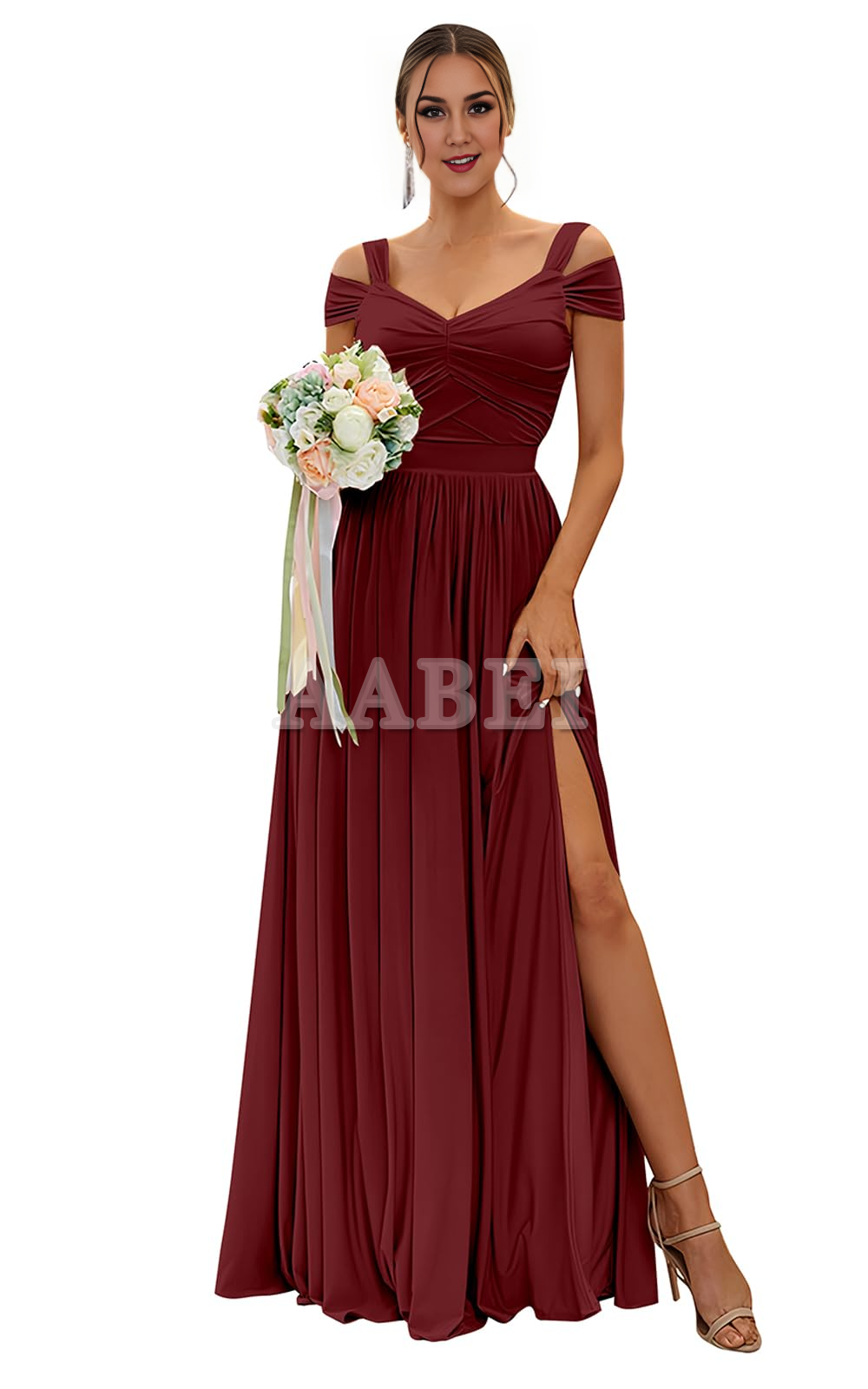 Formal Wear Dresses Bridesmaid Dresses Elegant A Line Off The Shoulder Pleated Side Fork Chiffon Wedding Guest Dresses