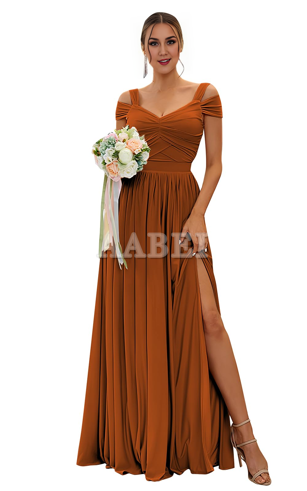 Formal Wear Dresses Bridesmaid Dresses Elegant A Line Off The Shoulder Pleated Side Fork Chiffon Wedding Guest Dresses