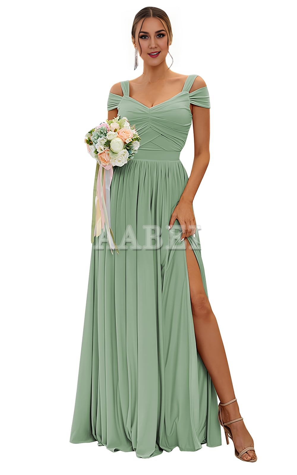 Formal Wear Dresses Bridesmaid Dresses Elegant A Line Off The Shoulder Pleated Side Fork Chiffon Wedding Guest Dresses