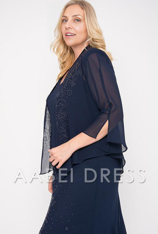 AABEI DRESS Formal Wear Dresse Elegant two piece Jacket 3/4-Length Sleeves Plus Size Mother Of The Bride Dress