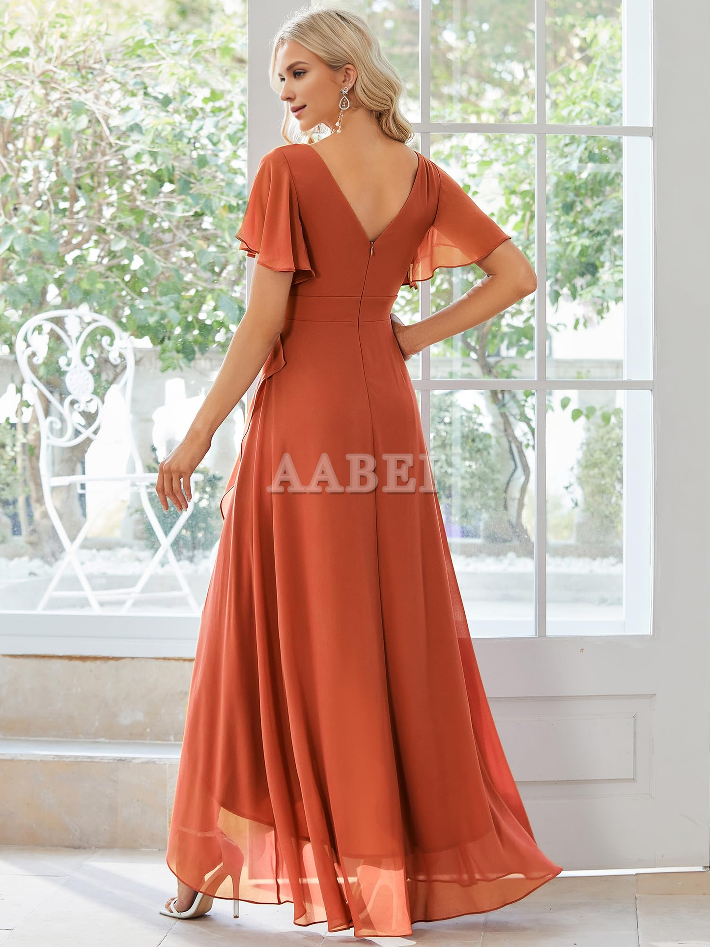 Formal Wear Dresses Bridesmaid Dresses A Line V Neck Ruffle High Low Chiffon Elegant Simple Wedding Guest Dresses