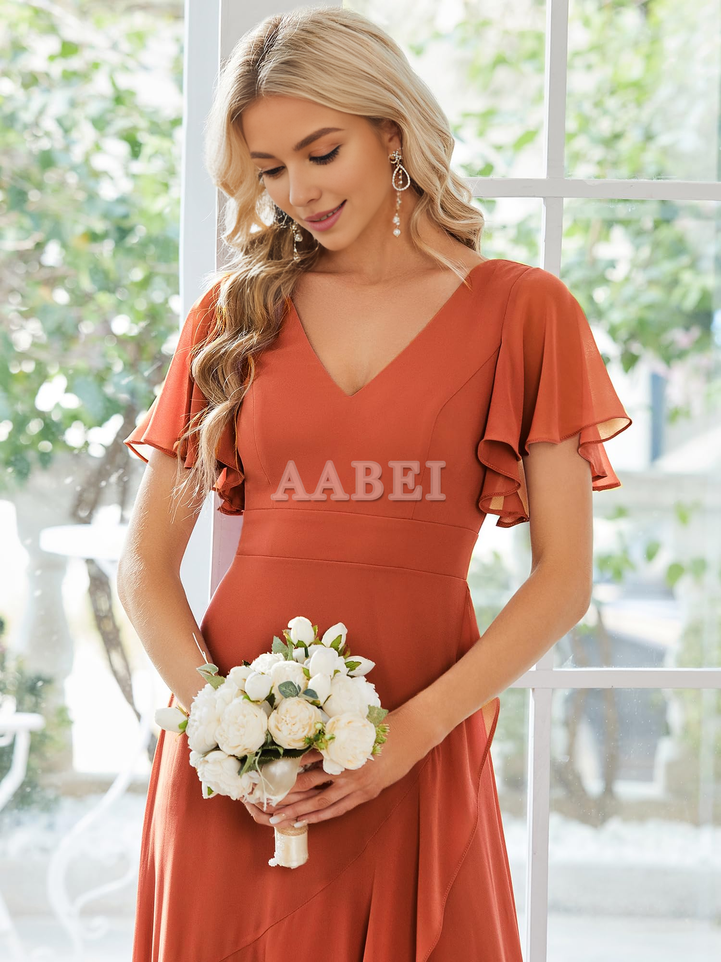 Formal Wear Dresses Bridesmaid Dresses A Line V Neck Ruffle High Low Chiffon Elegant Simple Wedding Guest Dresses