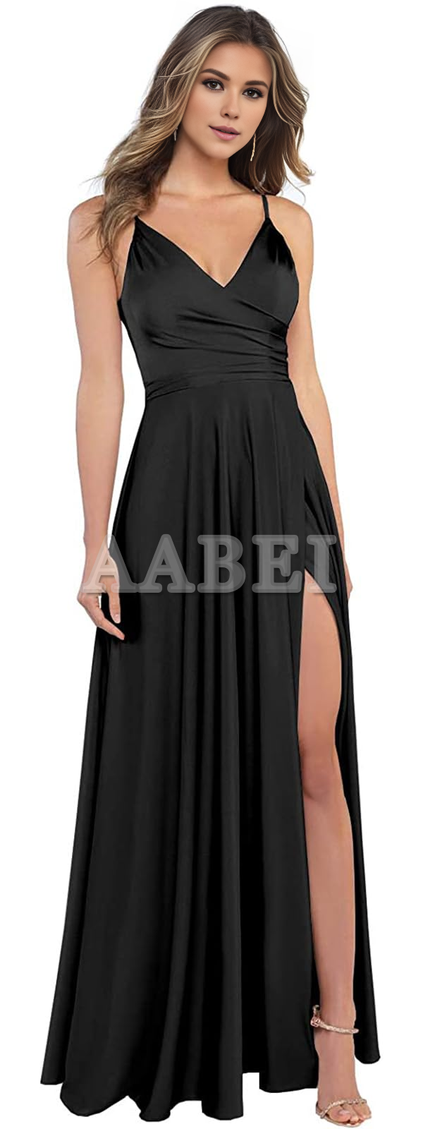 Formal Wear Dresses Bridesmaid Dresses V Neck Spaghetti Straps Charming Magnetic Side Fork Long Wedding Guest Dresses