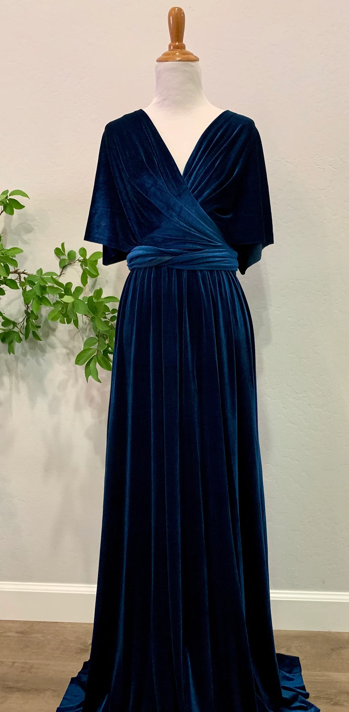 Autumn winter wedding party long velvet dress formal wrap dress velvet wrinkle unique bridesmaid dress