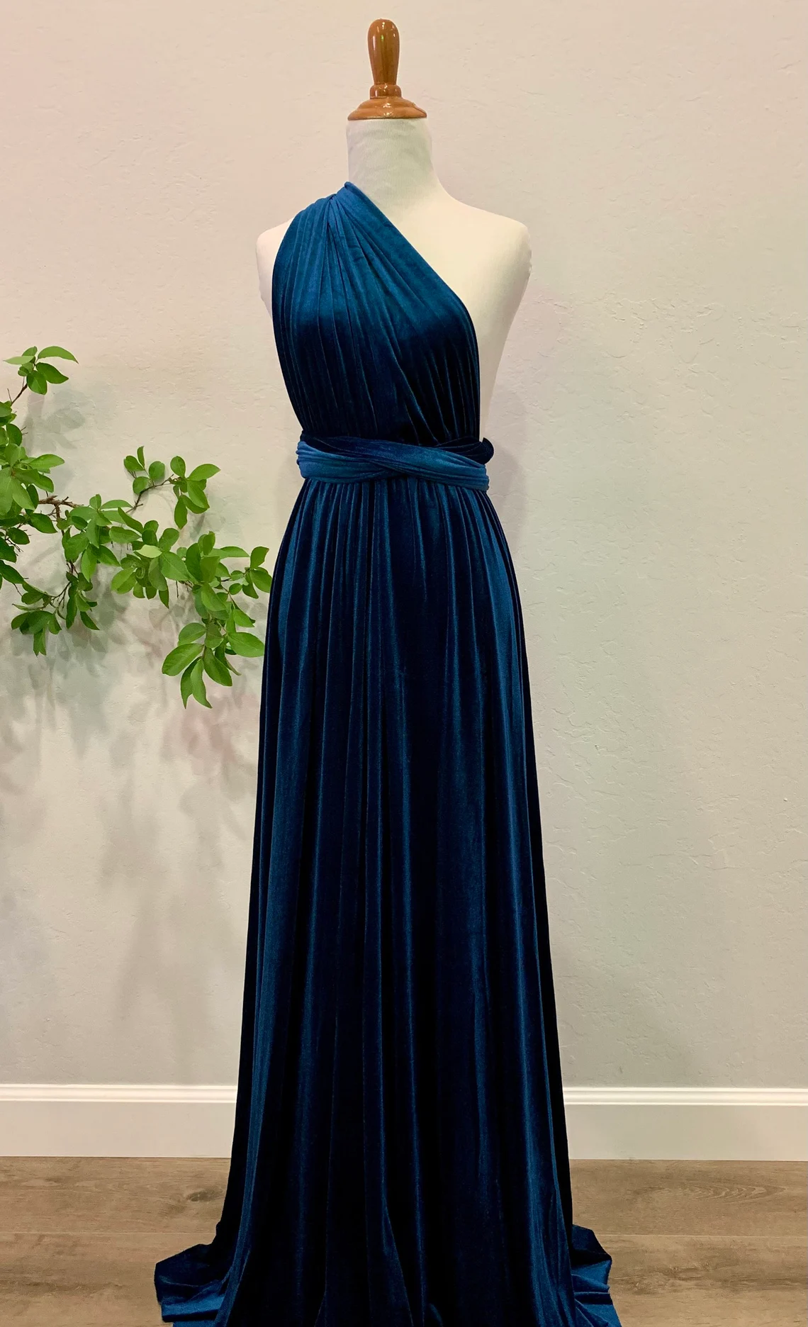 Autumn winter wedding party long velvet dress formal wrap dress velvet wrinkle unique bridesmaid dress