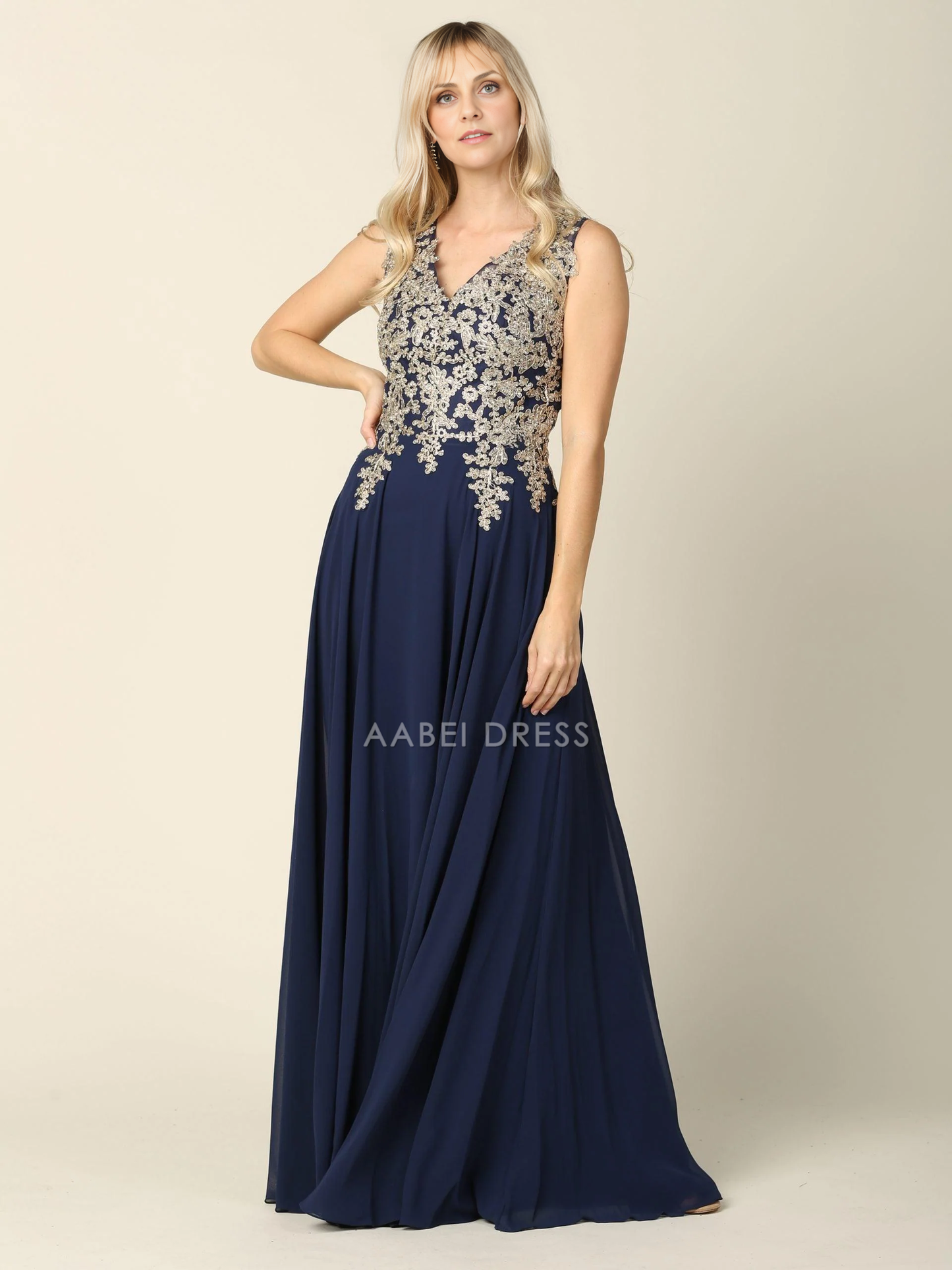 AABEI DRESS Formal Wear Dresse Elegant A Line V neck V-back Lace Applique Retro Fashion Mother Of The Bride Dress