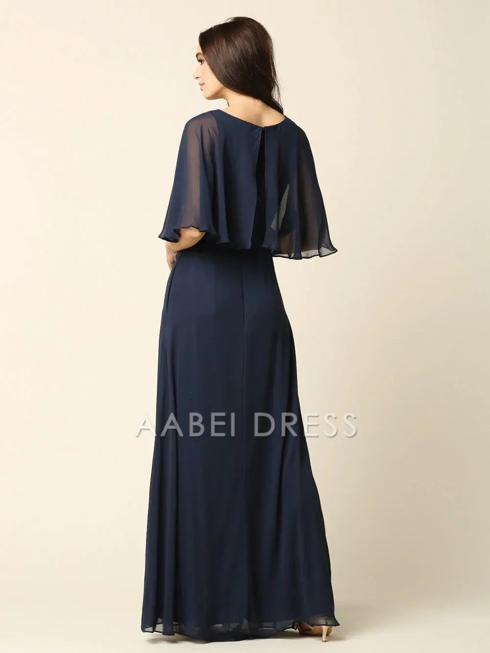 AABEI DRESS Formal Wear Dresse Elegant A-Line Round Neck cape Long Mother Of The Bride Dress