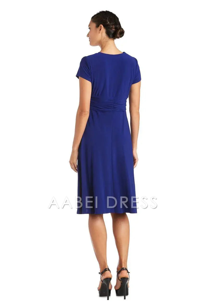 AABEI DRESS Formal Wear Dresse A Line Short Sleeve Ruched Knee-Length Beautiful Modest Mother Of The Bride Dress