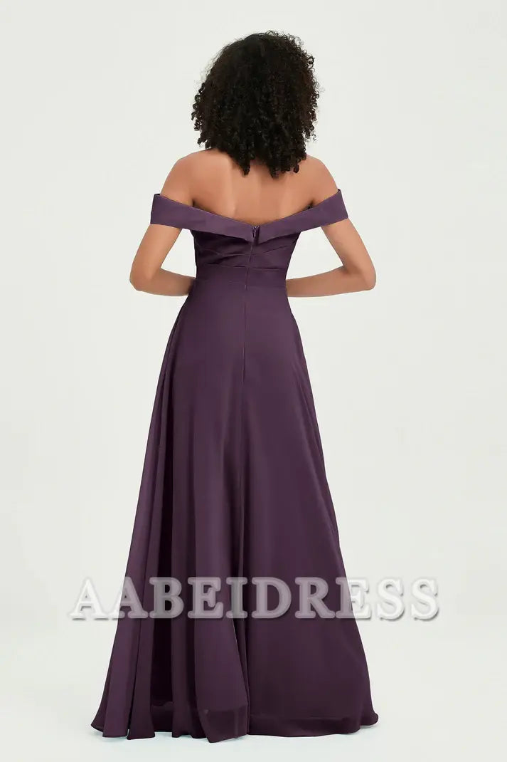 AABEI DRESS Bridesmaid Dresses Chiffon A-Line Off Shoulder Sleeveless Elegant Simple Dresses Wedding Guests Dresses
