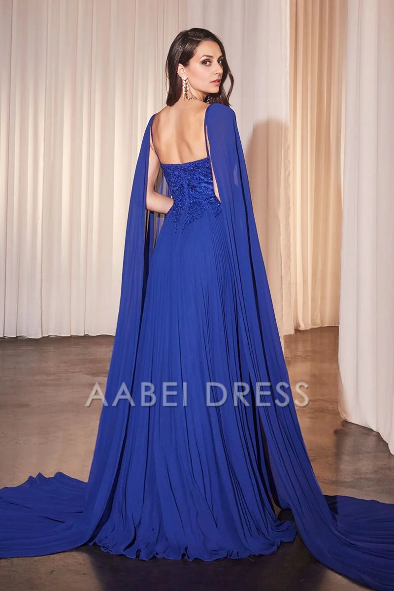AABEI DRESS Formal Wear Dresse Pleated A Line Spaghetti Strap Lace Bodice Sweetheart Cape Sleeves Fashion Mother Of The Bride Dress