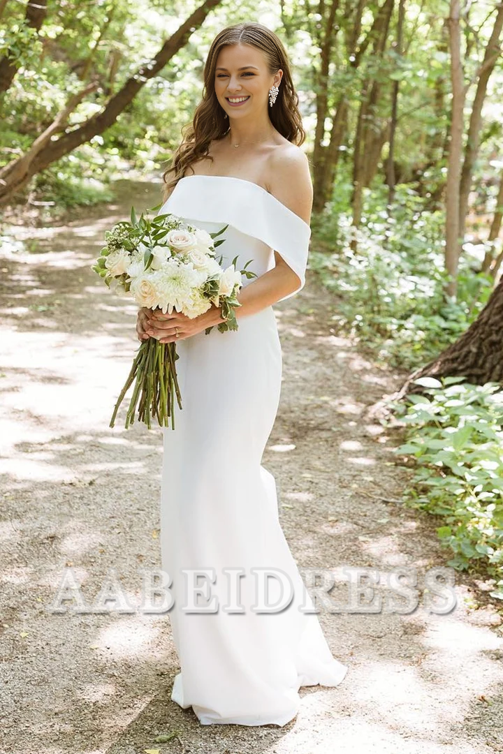 AABEI DRESS Exquisite Simple Wedding Dress Elegant Off-the-Shoulder Mermaid Sweep Train Formal Dresses