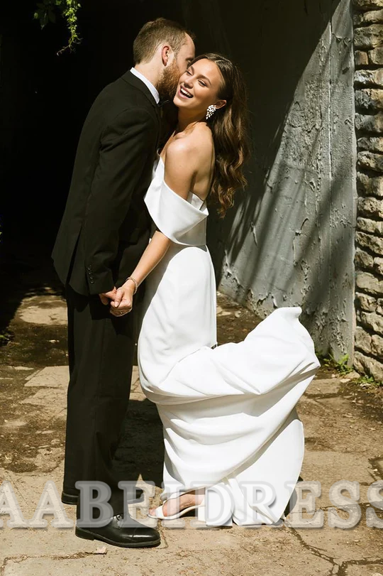AABEI DRESS Exquisite Simple Wedding Dress Elegant Off-the-Shoulder Mermaid Sweep Train Formal Dresses