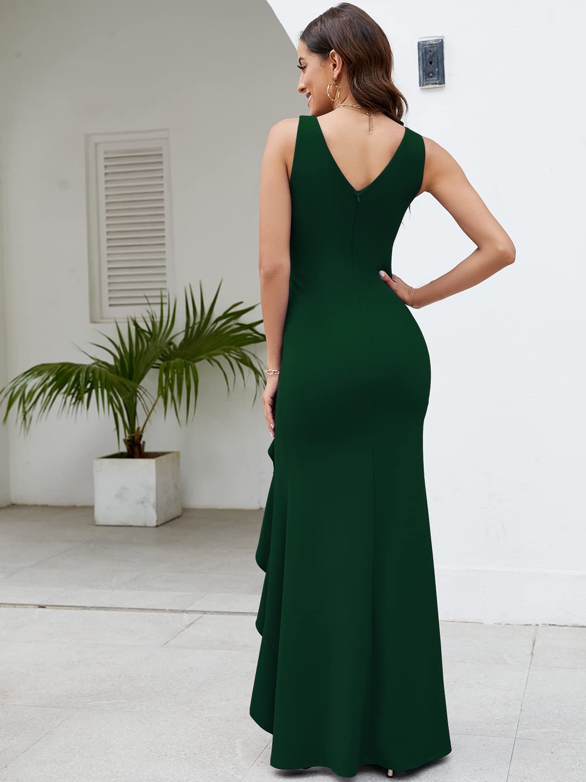 Bridesmaid Dresses Formal Evening Dresses for Women Elegant Evening Party Prom Dress Long Sexy V Neck Sleeveless Split Wrap Wedding Guest Dresses