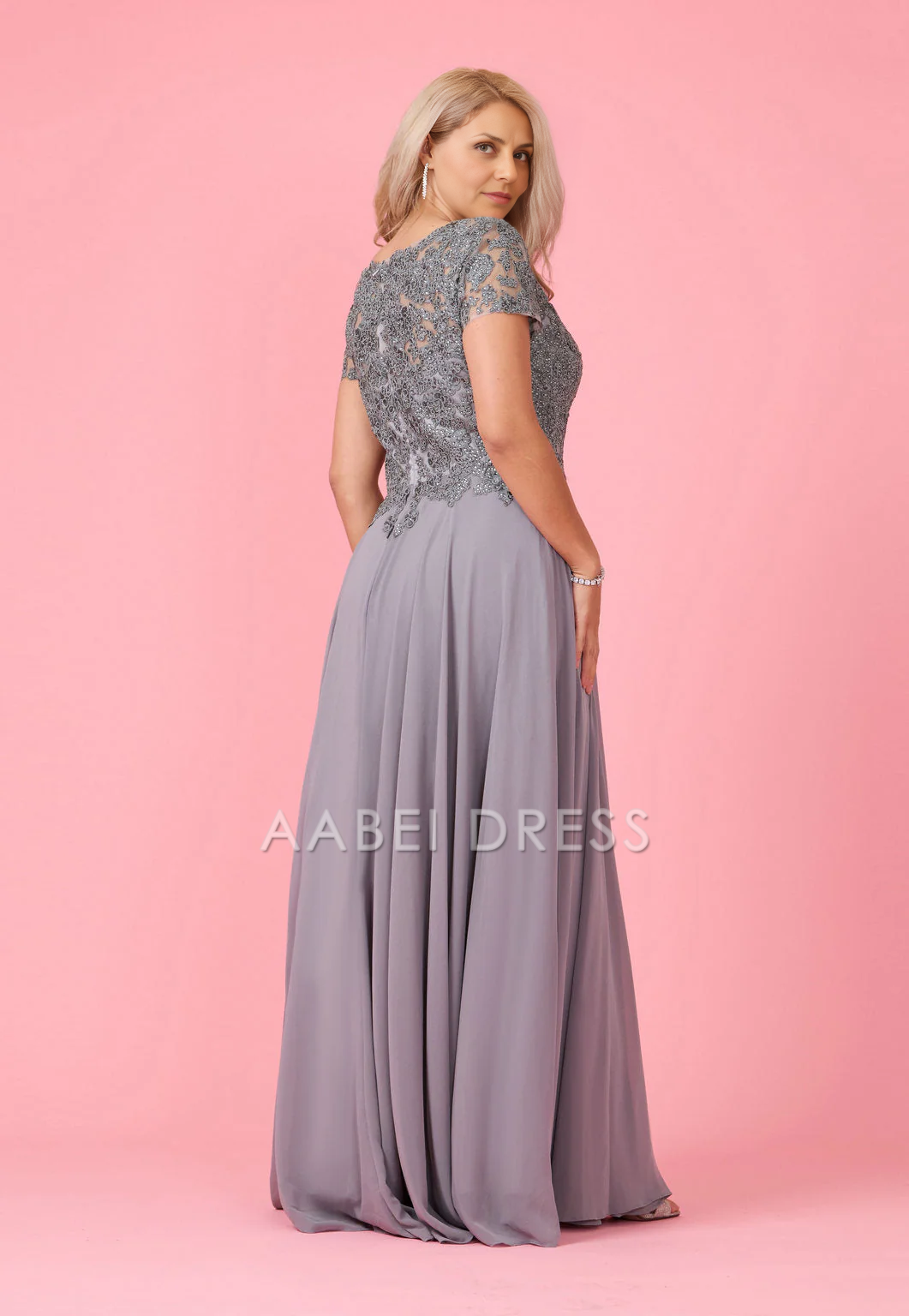 AABEI DRESS Formal Wear Dresse Elegant A Line Short Sleeve Lace Applique Long Mother Of The Bride Dress