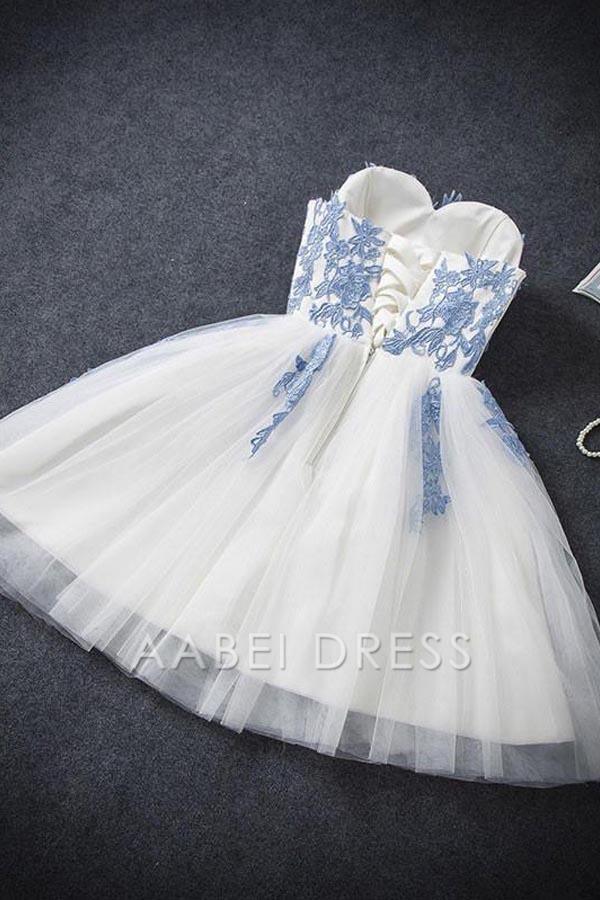 AABEI DRESS Short Party Dress A-line Sweetheart Strapless Lace Applique Fantastic Homecoming Dress