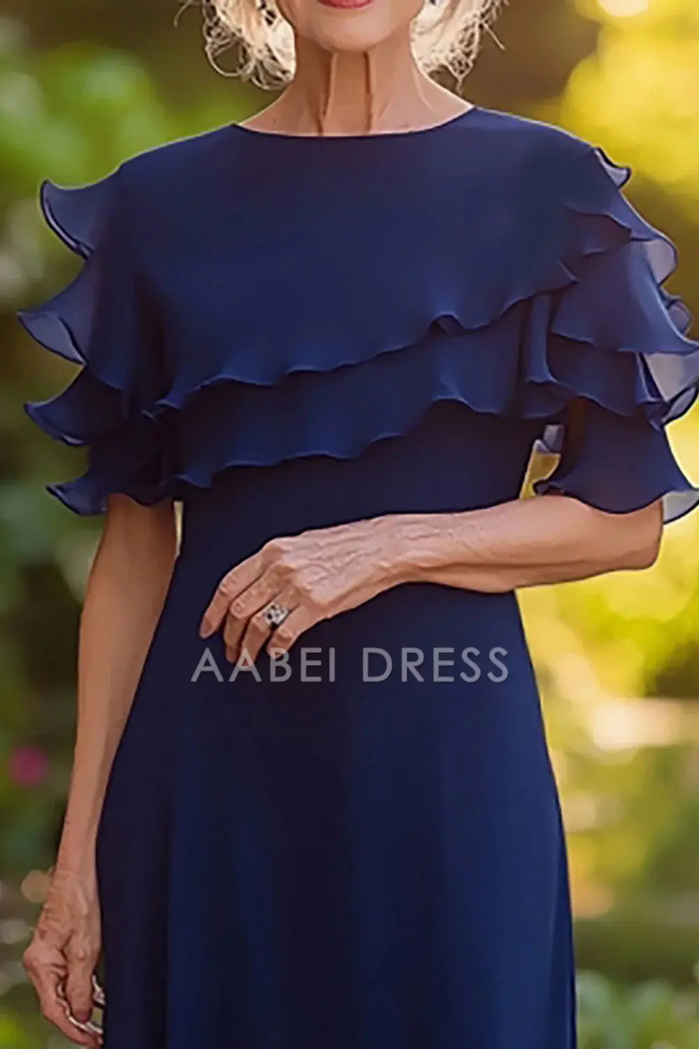 AABEI DRESS Mother Of The Bride Dress Sheath Chiffon Boat Neck Ruched Multilayer Long Elegant Formal Wear Dresse