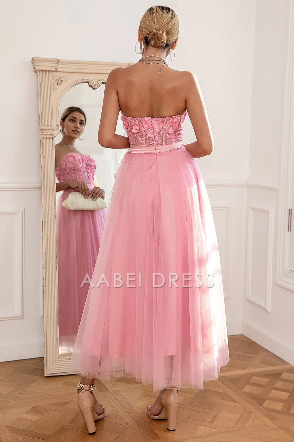 AABEI DRESS Hot Sale Prom Dress Gorgeous A Line Strapless With Appliques Backless Fashion Formal Dress