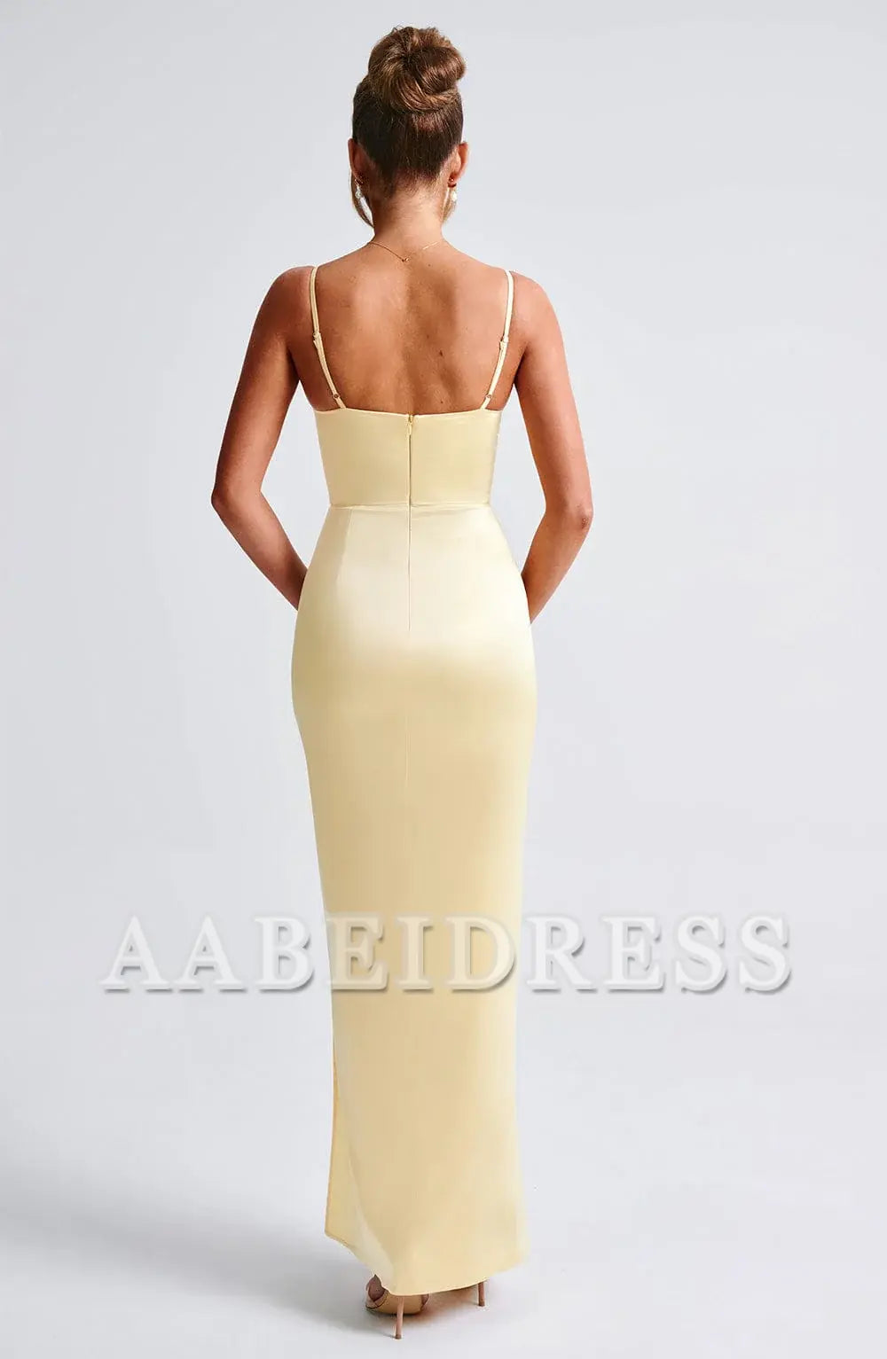 Formal Wear Dresses Bridesmaid Dresses Spaghetti Strap Pleated cups Body Hugging Thigh High Split Dresses Wedding Guests Dresses