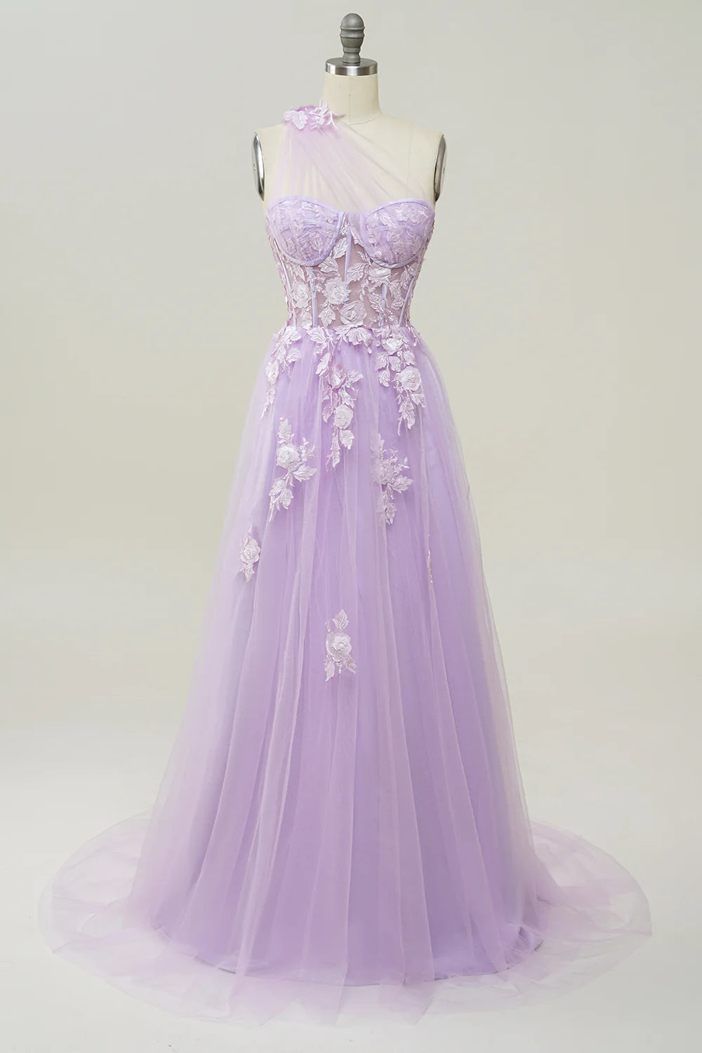 AABEI DRESS Hot Sale Prom Dress Exquisite A Line One Shoulder With Romantic Appliques Long Formal Dress
