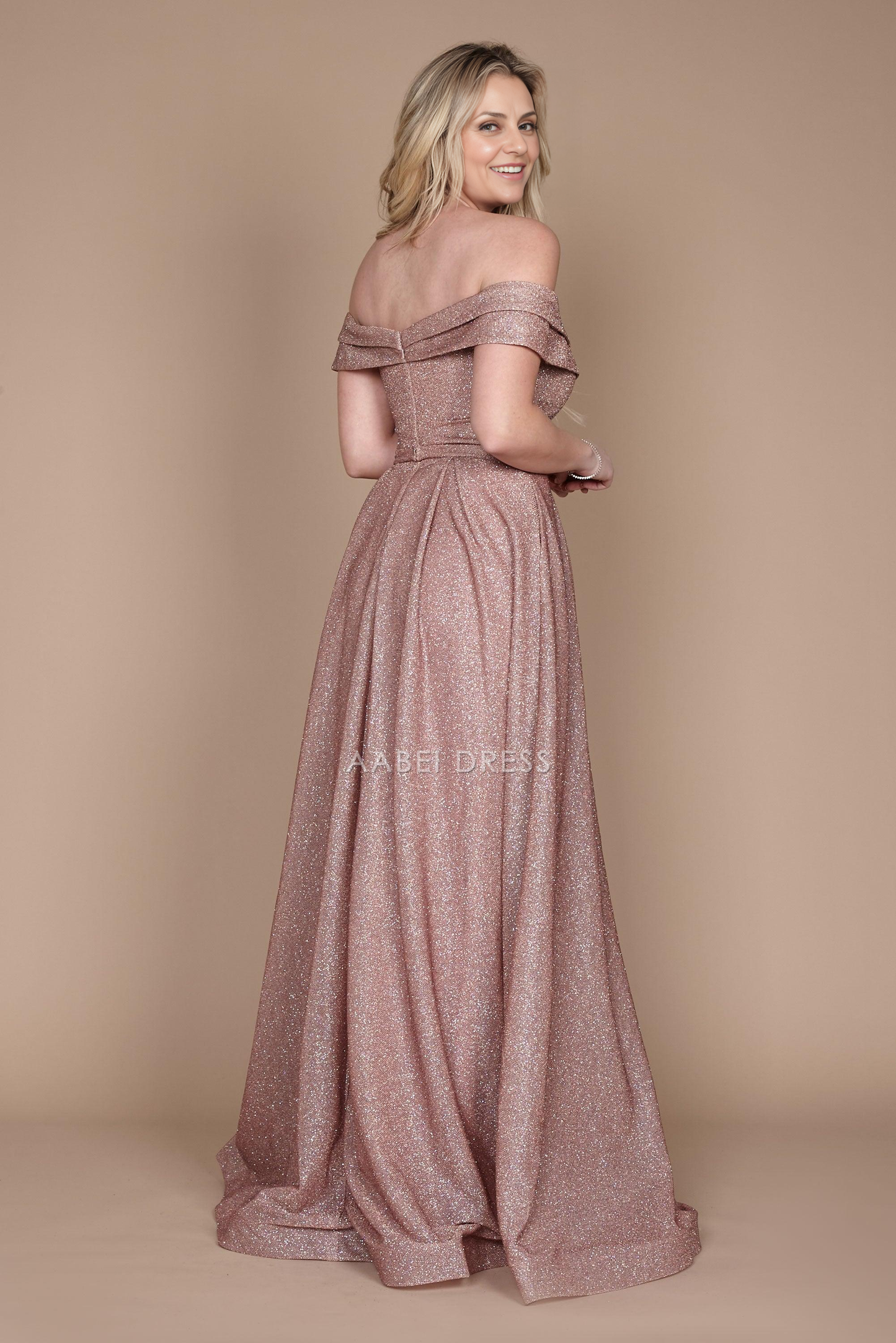 AABEI DRESS Formal Wear Dresse Elegant Off Shoulder Sweetheart Neckline High Front Slit Glitter Long Mother Of The Bride Dress