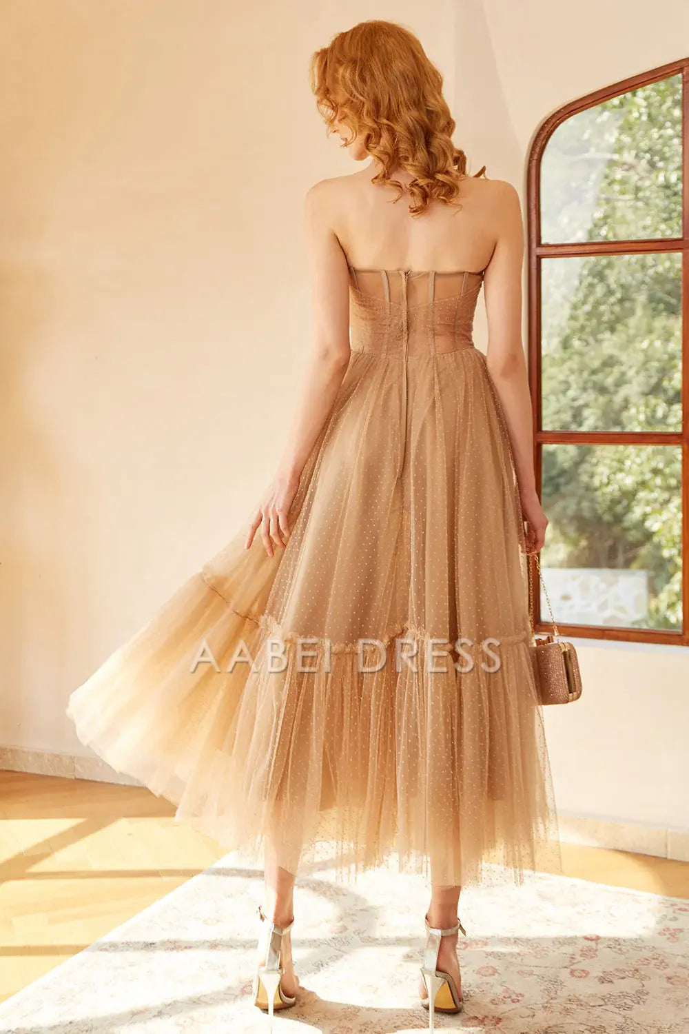 AABEI DRESS Hot Sale Prom Dress Elegant Strapless Sweetheart Retro Polka Dots Corset Formal Dress