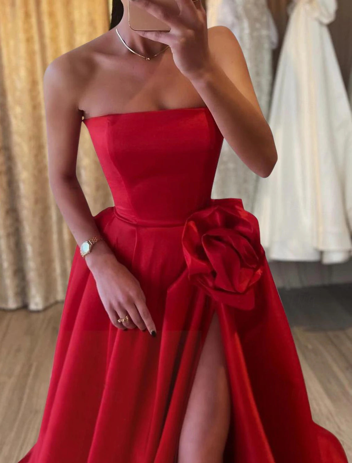 Gown Elegant Carnival Formal Floor Length Sleeveless Strapless Satin with Evening Dress