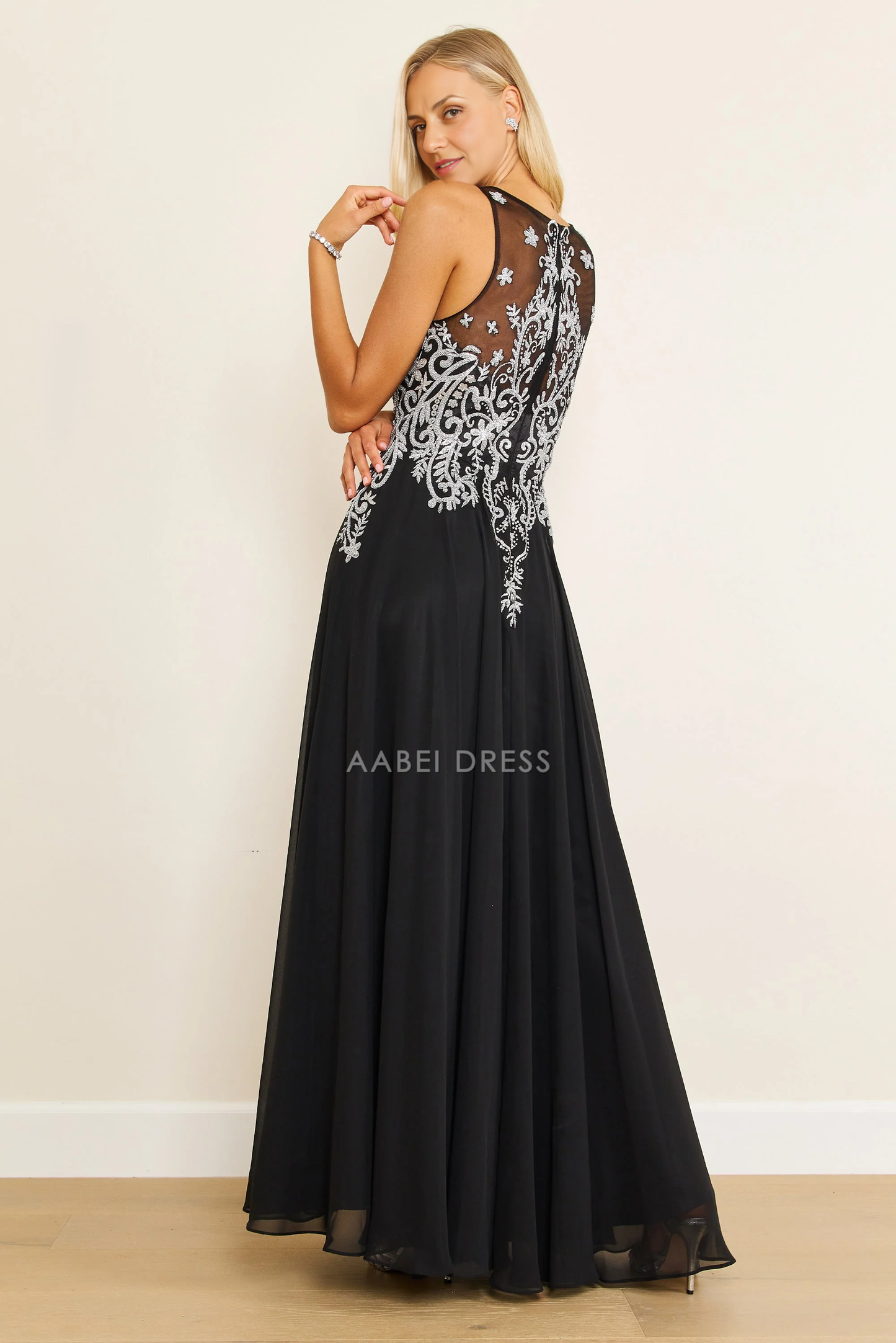 AABEI DRESS Formal Wear Dresse Elegant V Neck Lace Applique Plus Size Long Mother Of The Bride Dress