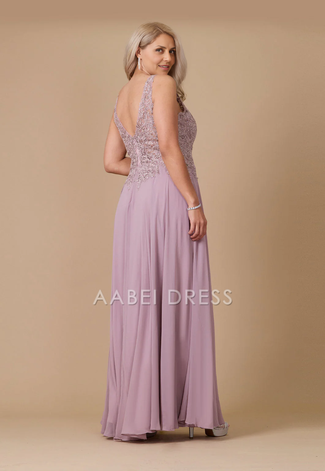 AABEI DRESS Formal Wear Dresse Fashion A Line V Neck Lace Applique Plus Size Exquisite Long Mother Of The Bride Dress