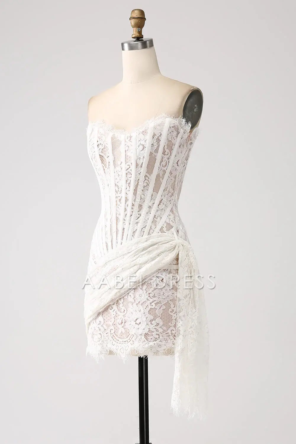 AABEI DRESS Hot Sale Homecoming Dress Classy Strapless Lace Lace-Up Back Short Graduation Dress
