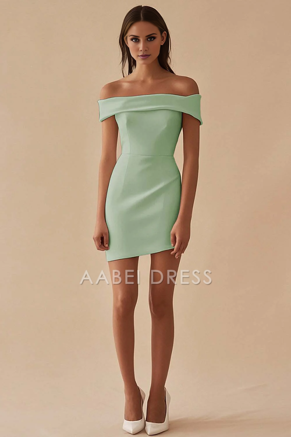AABEI DRESS Hot Sale Homecoming Dress Sheath Off The Shoulder Sleeveless Simple Short Graduation Dress