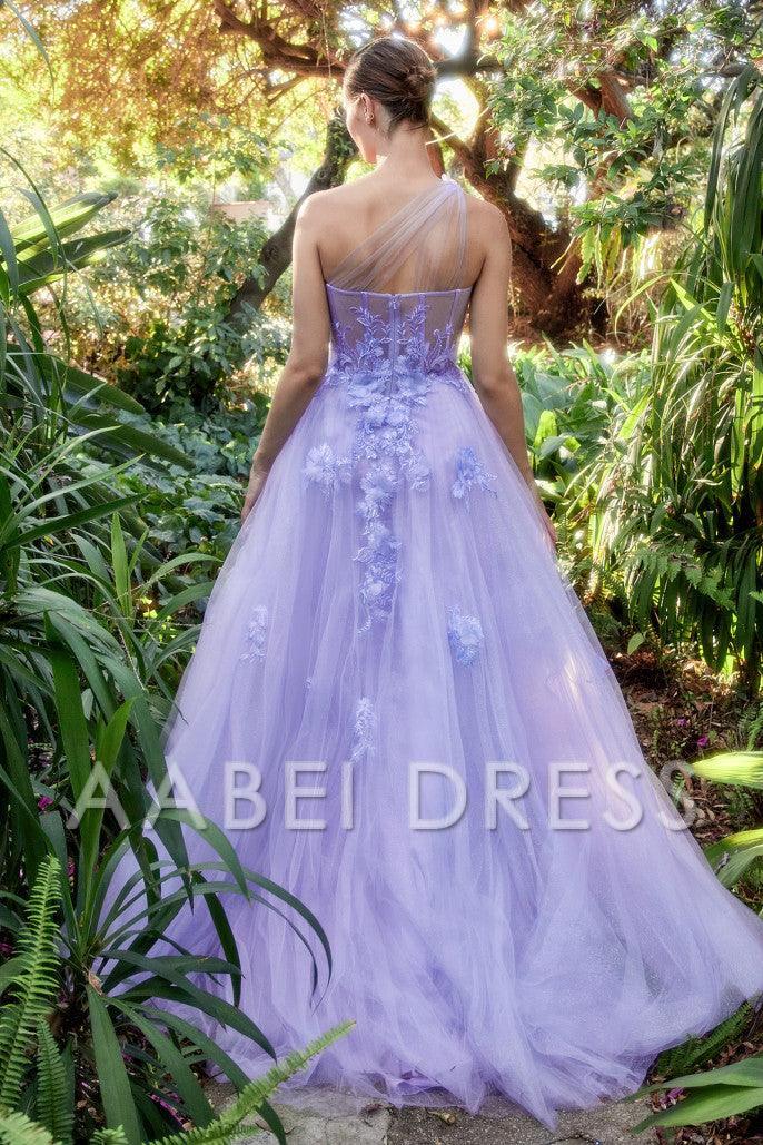 AABEI DRESS Hot Sale Prom Dress Exquisite One Shoulder Sleeveless Applique Side Fork Fantastic Long Evening Dress