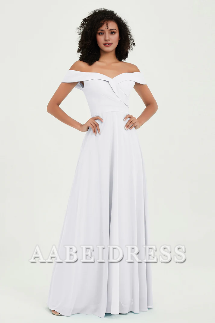 AABEI DRESS Bridesmaid Dresses Chiffon A-Line Off Shoulder Sleeveless Elegant Simple Dresses Wedding Guests Dresses