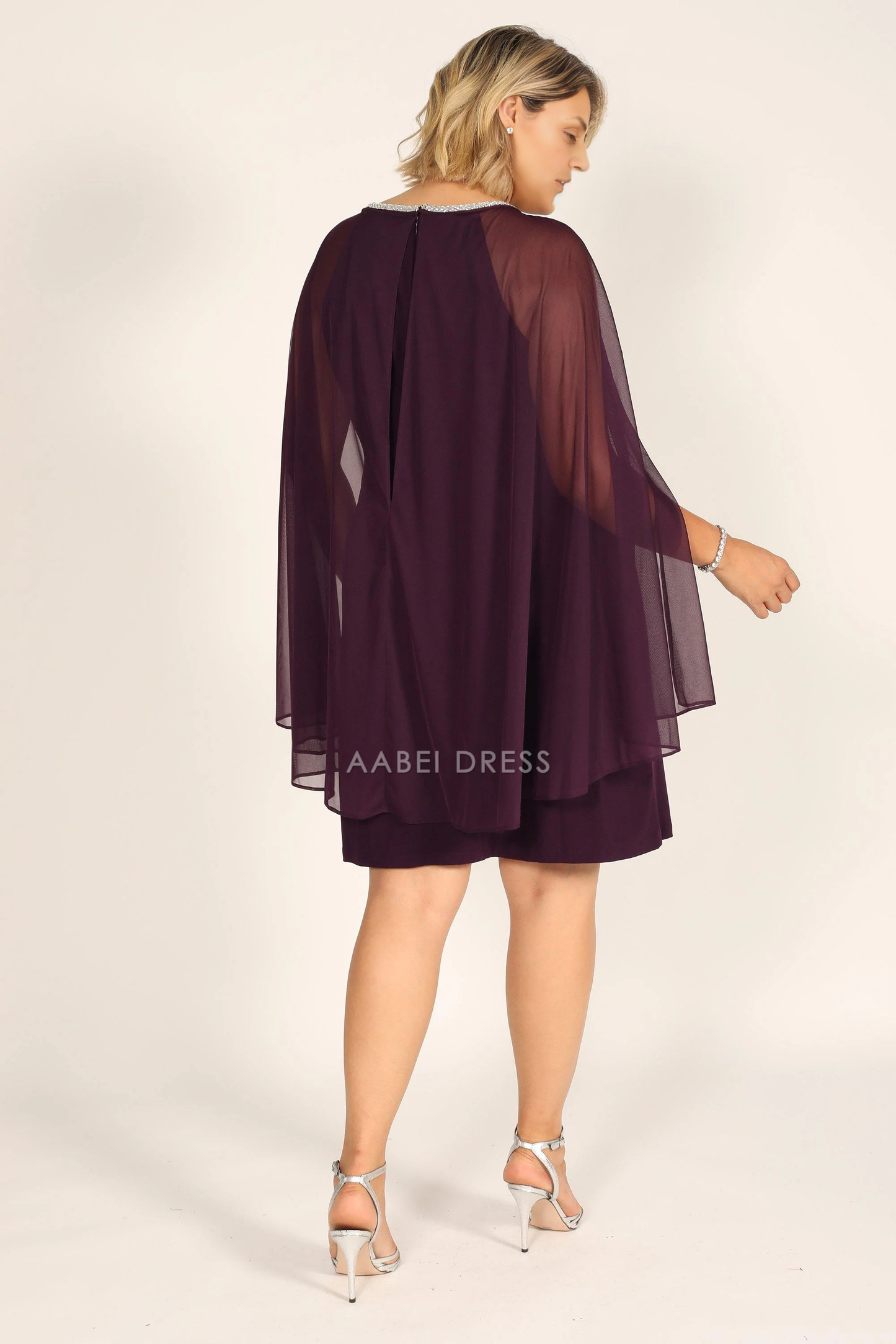 AABEI DRESS Formal Wear Dresse Exquisite Round Neck Short Plus Size Cape Dress Simple Mother Of The Bride Dress