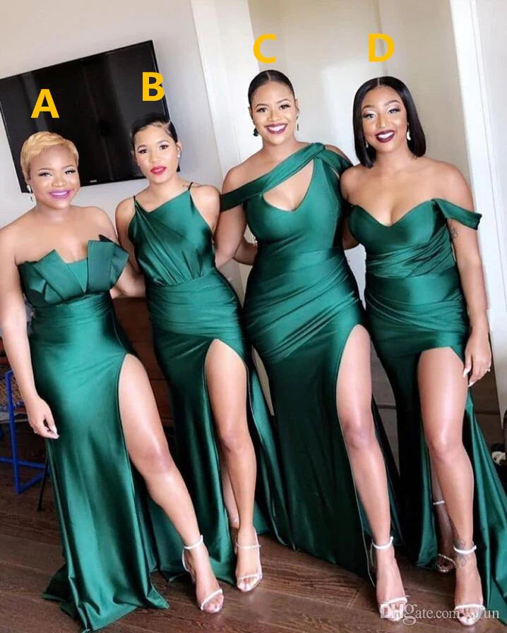 Bridesmaid Dresses Elegant Mixed Mermaid Satin Side Split