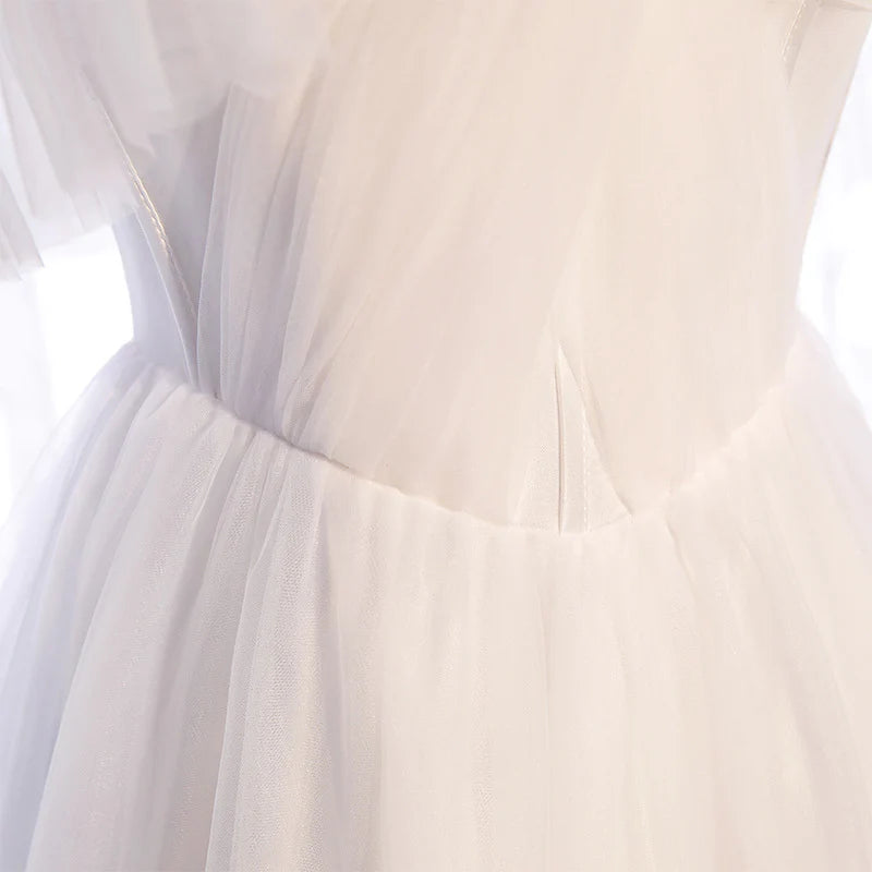 Wedding Dress A Line Bead String Shoulder Straps Tulle Long Simple Formal Wear Dresses