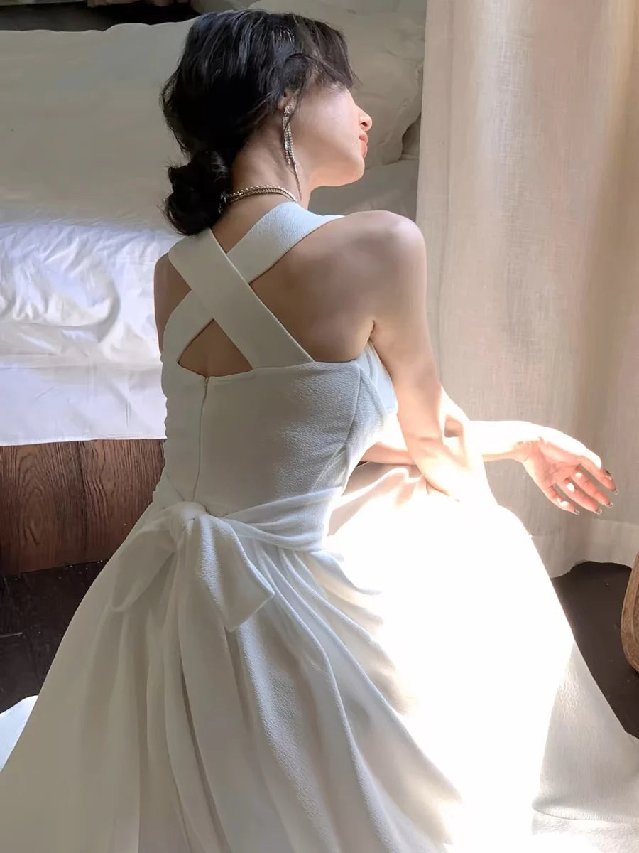 Wedding Dress A Line Chiffon Sleeveless Elegant Simple Formal Wear Dresses