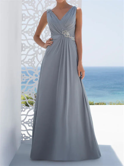 Mother Of The Bride Dresses A-Line V-Neck Floor Length