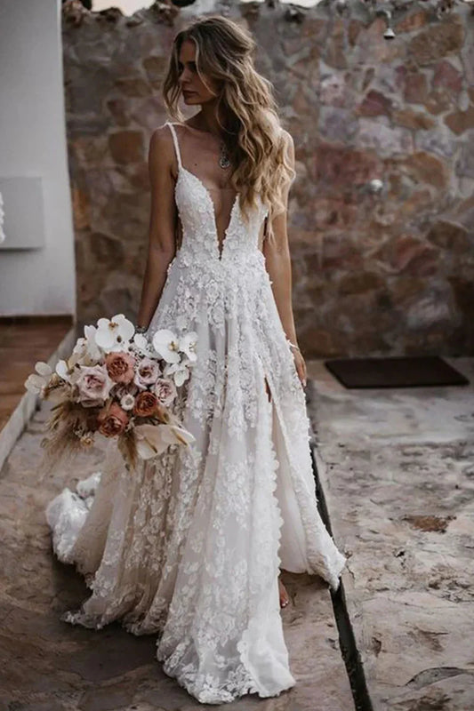 Wedding Dress A-Line Lace with Appliques