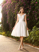 Wedding Dresses Princess V-neck Beading Sleeveless Short Satin