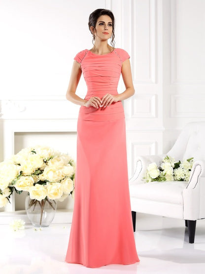 Mother of the Bride Dresses A-Line Short Sleeves Long Chiffon