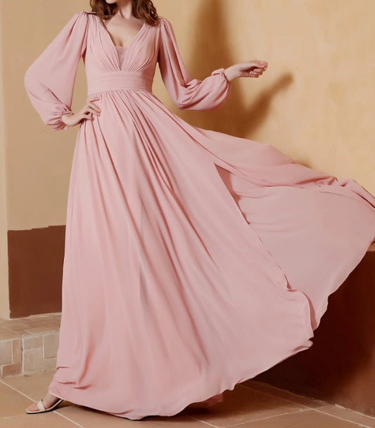 Evening Dress V-Neck Floor-Length Slit Dress