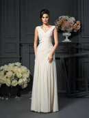 Mother of the Bride Dresses Sheath V-neck Beading Sleeveless Long Chiffon