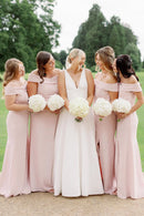 Bridesmaid Dresses Simple Mermaid Off the Shoulder Light Long