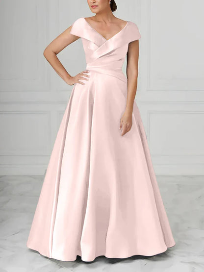 Mother Of The Bride Dresses A-Line Princess V-Neck Satin