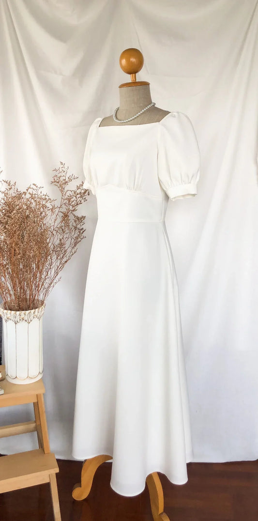 AABEI DRESS Party Dress Elegant A Line Square Neck Puff Sleeve Vintage Simple Prom Dress