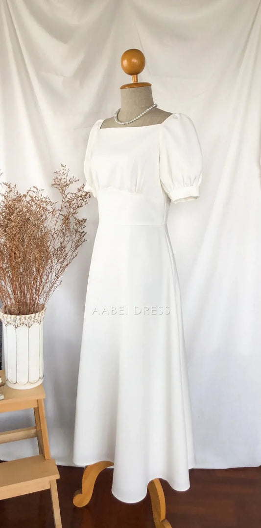 AABEI DRESS Party Dress Elegant A Line Square Neck Puff Sleeve Vintage Simple Prom Dress